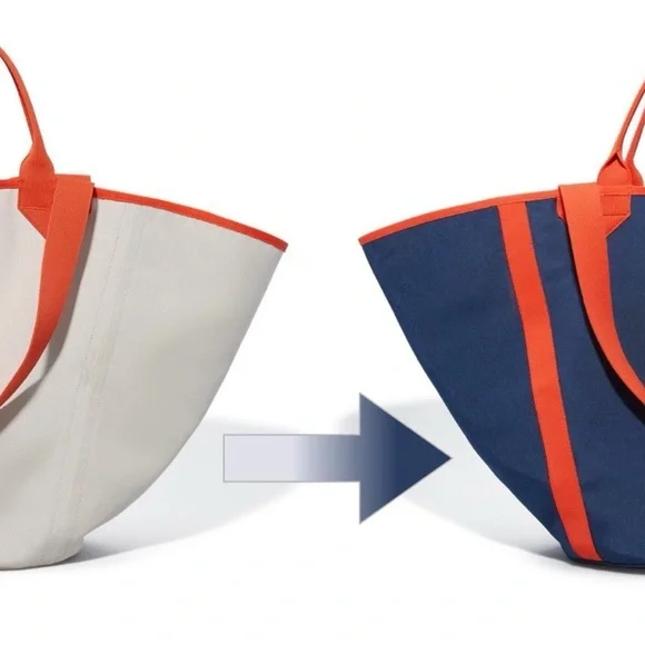 Rothys The Reversible Tote Navy White Orange Canvas Bag Boat Tote Large Pool - Picture 2 of 6